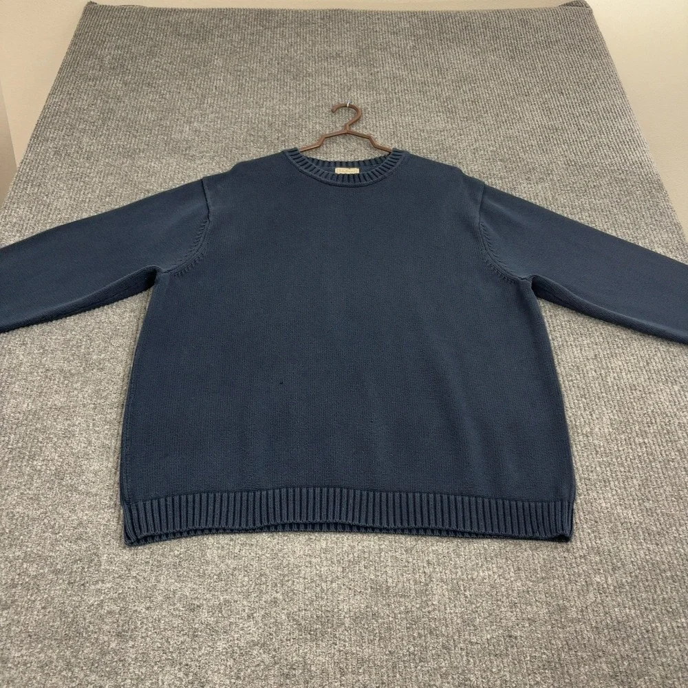 L.L.‎ Bean Sweater Mens XXL Navy Blue Cotton Crewneck Ribbed Casual Classic